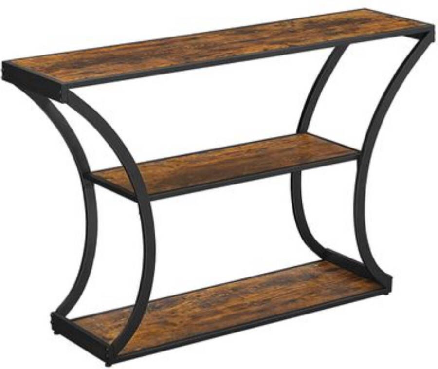 Rootz Living Rootz Console Tafel Dressoir Bijzettafel Industrieel Bruin Zwart Bewerkt Hout Metaal 120 x 30 x 80 cm