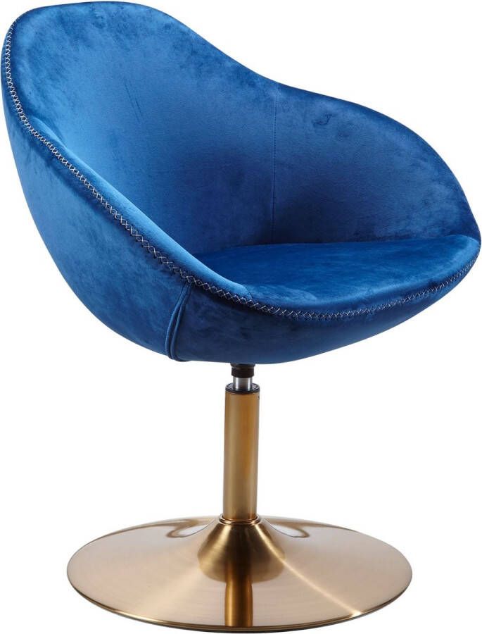 Rootz Living Rootz Fauteuil Loungestoel Kuipstoel Bureaustoel Relaxfauteuil Velvet Fauteuil Velvet Blauw Goud