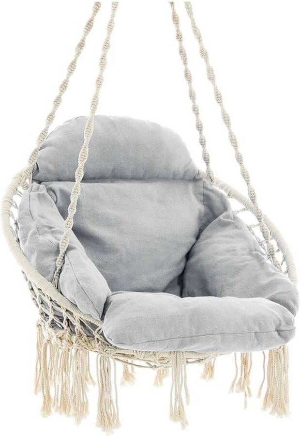 Rootz Living Rootz Hangstoel Met Kussen Hangstoel Schommelstoel Katoen Metaal Beige