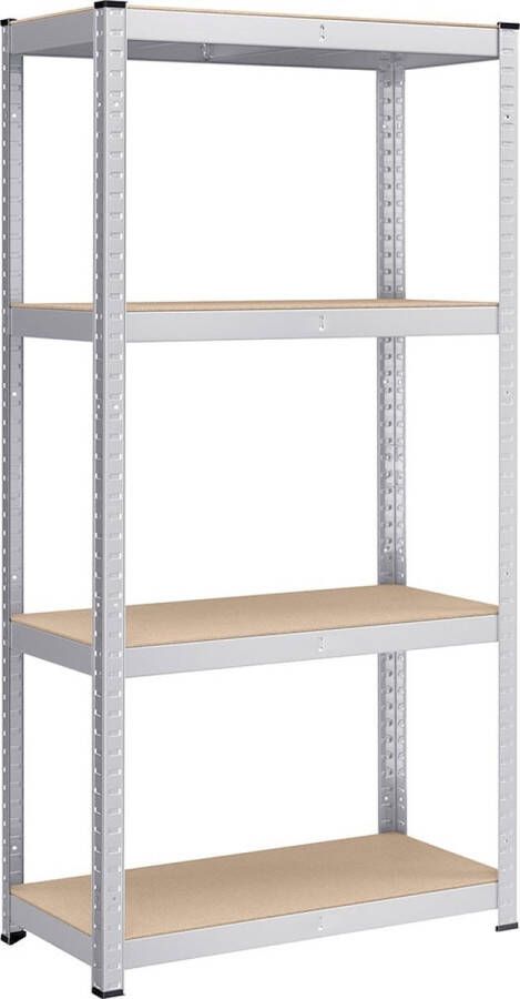 Rootz Living Rootz Heavy Duty opbergrek stellingkast metalen organizer gegalvaniseerd staal MDF 40cm x 80cm x 160cm 10kg 130kg max. laadvermogen zilver