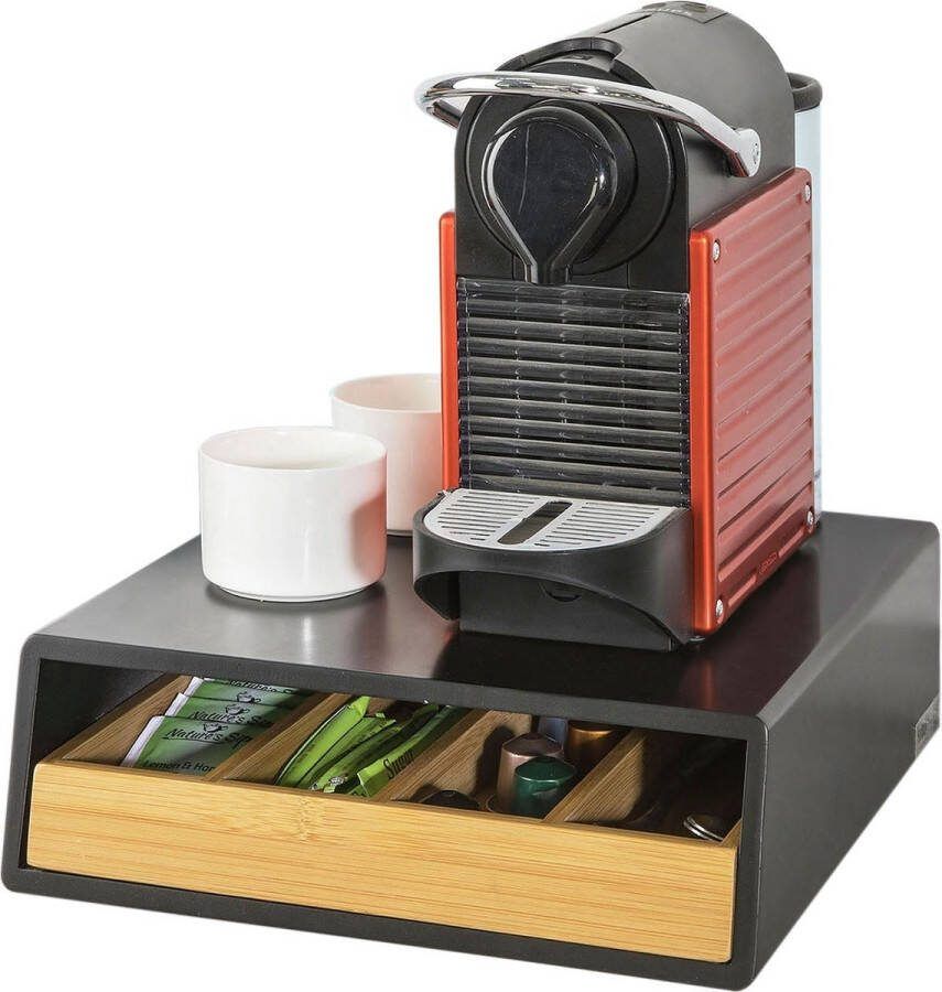 Rootz Living Rootz Koffiecapsulehouder Theezakjesorganizer Ladedispenser Ruimtebesparend ontwerp Antislip rubberen voetjes Bamboe en MDF 30 cm x 10 cm x 31 cm