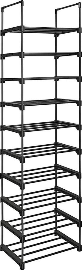 Rootz Living Rootz 10 Plank Schoenenrek Schoenenorganizer Schoenenopslag Ruimtebesparend ontwerp Versterkte ijzeren buizen DIY-montage 45 cm x 30 cm x 174 cm