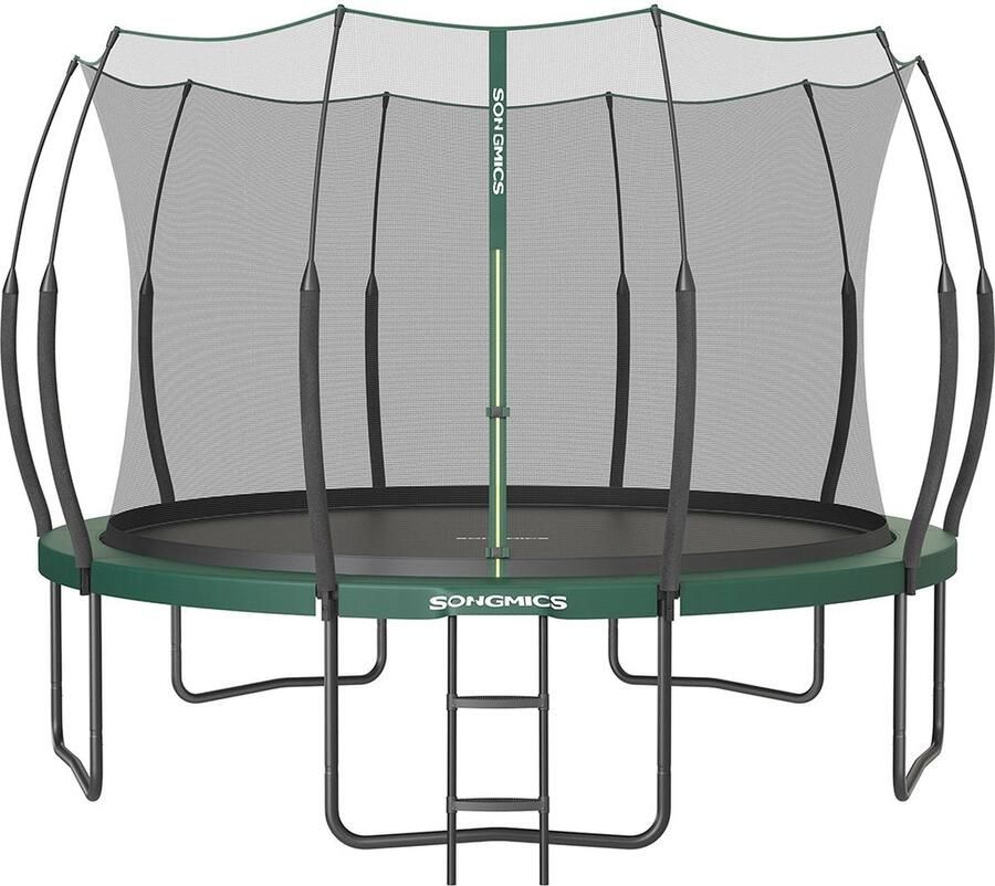 Rootz Living Rootz 12ft Trampoline Jungle Groen Outdoor Trampoline Gegalvaniseerd stalen frame Veiligheidsnet Glasvezelpalen 366cm x 270cm x 90cm