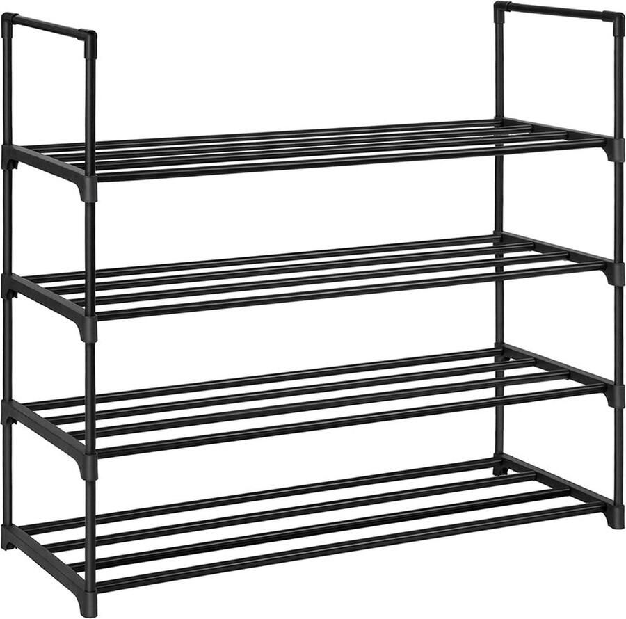 Rootz Living Rootz 2-laags schoenenrek Zwarte schoenenorganizer Metalen schoenenplank Plastic schoenenopslag 30 cm x 92 cm x 74 cm Max. capaciteit van 40 kg