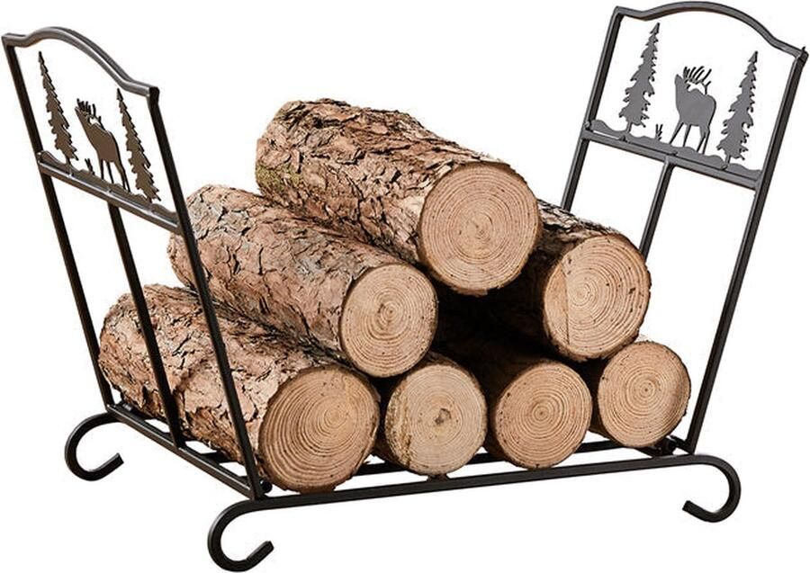 Rootz Living Rootz Brandhoutrek Houthouder Opvouwbare houtopslag Ruimtebesparend ontwerp Duurzaam metaal Gemakkelijk op te bergen 57 cm x 36 cm x 32 cm