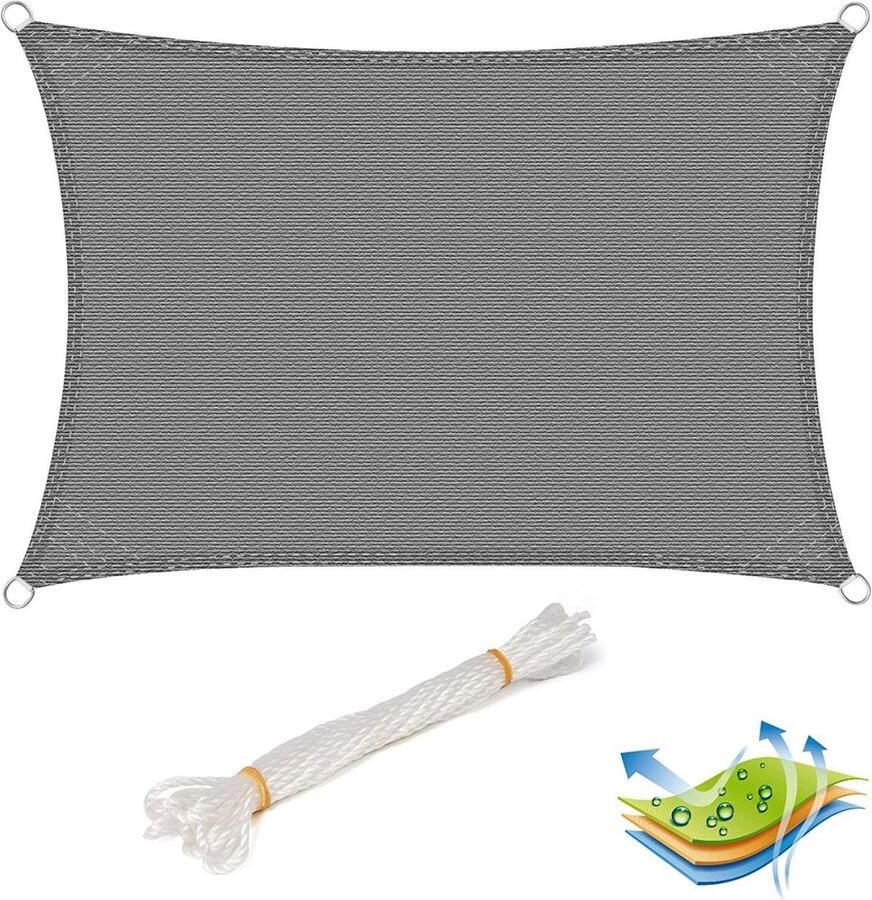 Rootz Living Rootz HDPE-luifel 4x5m Zonnescherm Windscherm UV-bescherming Duurzaam en scheurbestendig Eenvoudige installatie Grijs 4m x 5m