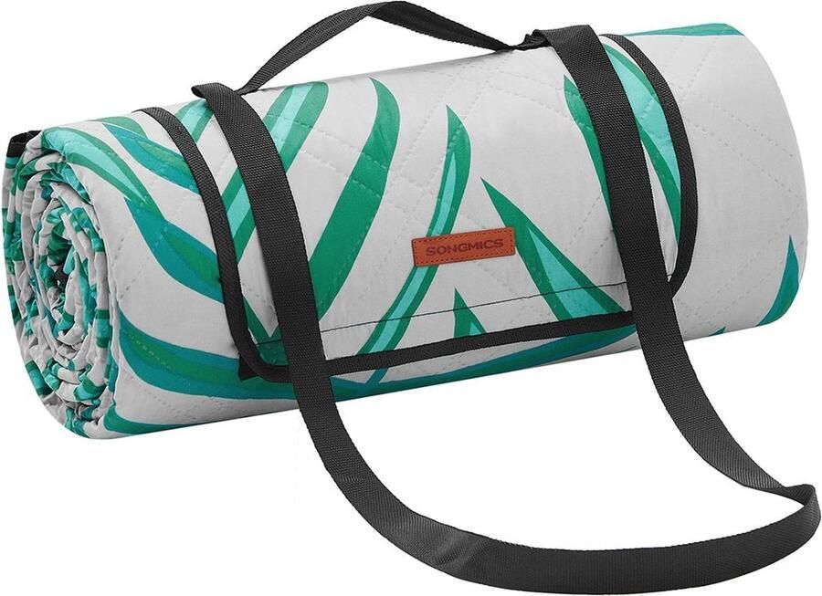 Rootz Living Rootz Picknickkleed Buitenmat Strandkleed Waterdicht Draagbaar Lichtgewicht 300cm x 200cm Grijs met Tropische Varen