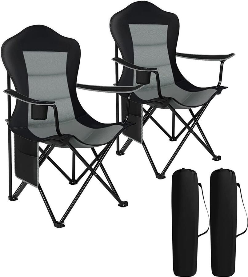 Rootz Living Rootz Ultralight klapstoel Draagbare stoel Reisstoel Duurzame 600D Oxford-stof Gemakkelijk transport Verbeterd comfort Bekerhouder 84 cm x 110 cm x 62 cm