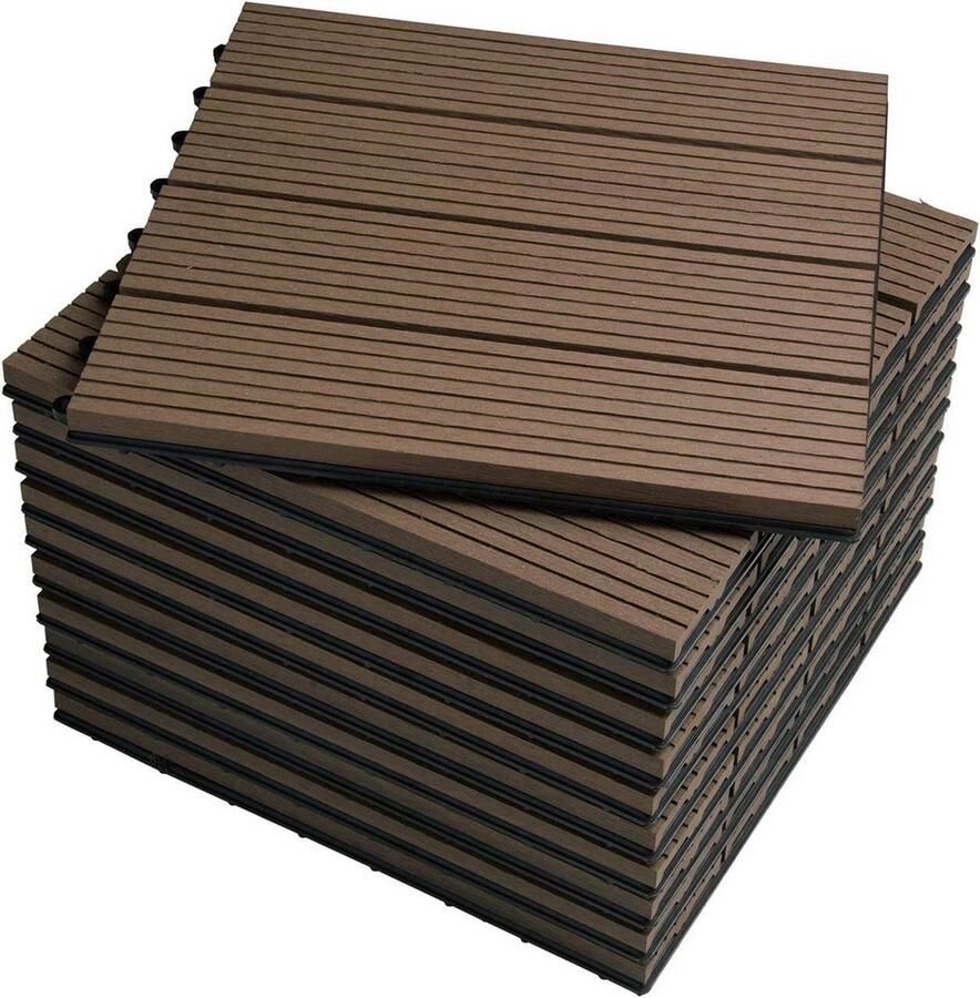 Rootz Living Rootz WPC Click Tiles In elkaar grijpende tegels Terrastegels Duurzaam eenvoudige installatie weinig onderhoud 30 cm x 30 cm x 2 cm