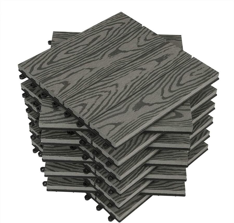 Rootz Living Rootz WPC terrastegels buitenvloeren terrastegels duurzaam eenvoudig te installeren weerbestendig 30 cm x 30 cm x 1 8 cm
