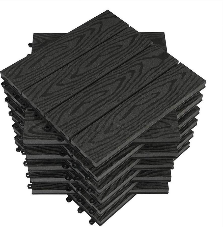 Rootz Living Rootz WPC Terrastegels Buitenvloeren Weerbestendig Eenvoudige installatie Veelzijdig ontwerp 30x30x1 8 cm
