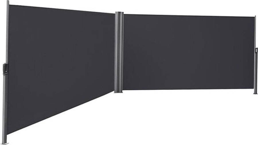Rootz Living Rootz Luifel Dubbelzijdige luifel Uitschuifbaar Gemaakt van verdikt polyester Omkeerbare terrasluifel Zonnescherm Terrasscherm met dubbele afscherming Aluminium Antraciet 160 cm x 600 cm (H x L)