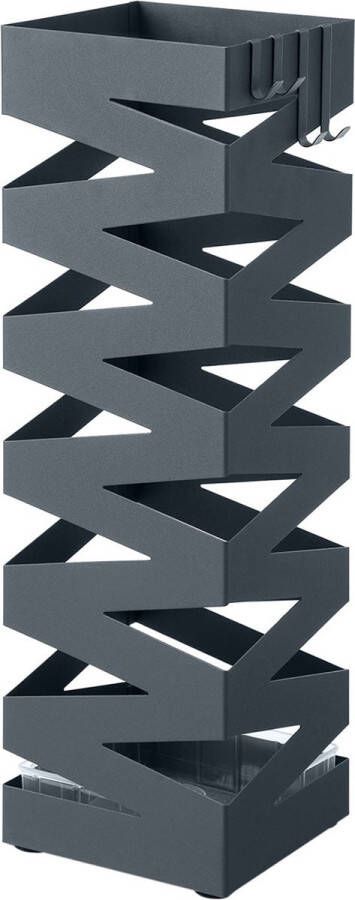 Rootz Living Rootz Metalen Paraplubak Kleur Antraciet Buitenstandaard Patio Decor Stevige constructie 15 5 cm x 15 5 cm x 49 cm