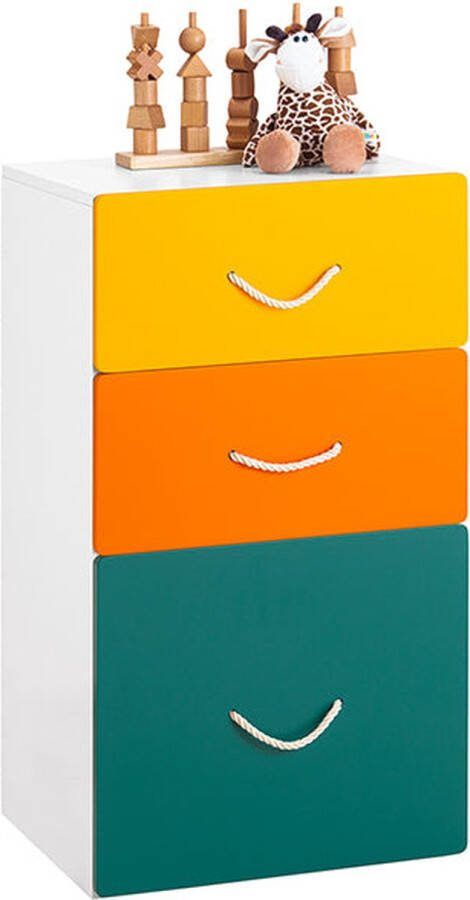 Rootz Living Rootz Mobiele Speelgoedkist met Laden Speelgoedkist met Deksel Opbergdoos voor Kinderen Anti-Tip Veiligheid Heldere Kleuren Verplaatsbaar met Katrollen 45cm x 80cm x 40cm