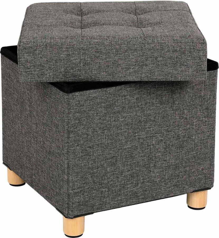 Rootz Living Rootz Opbergkruk Poef Voetensteun Imitatielinnen Hoogwaardige schuimvulling Gemakkelijk te verplaatsen 38cm x 40cm x 38cm