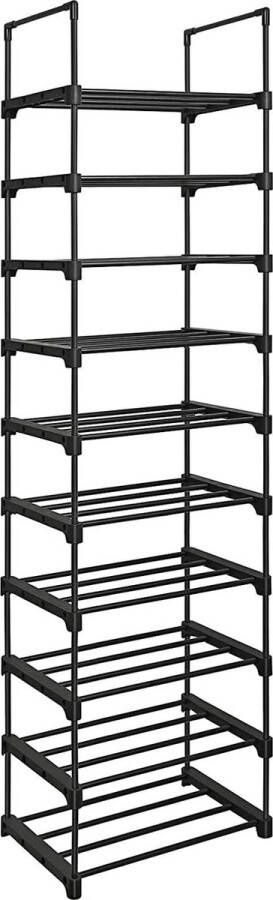 Rootz Living Rootz Opbergrek 10 Niveaus Schoenenkast Schoenenrek 45 x 30 x 174 cm Zwart