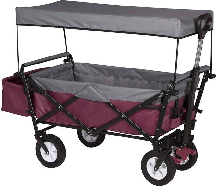Rootz Living Rootz Opvouwbare handkar met dak Utility Wagon Tuinwagen Duurzaam 600D polyester Gemakkelijk op te bergen Zwaar draagvermogen van 80 kg 120 cm x 51 cm x 93 cm