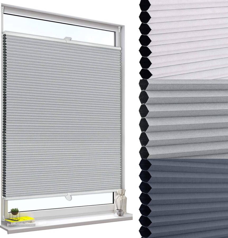 Rootz Living Rootz Plisségordijn Raamschaduw Deurschaduw Lichtfilter Verduisteringsgordijn Privacyscherm Grijs-Wit 53 1x3 3x1 6 inch