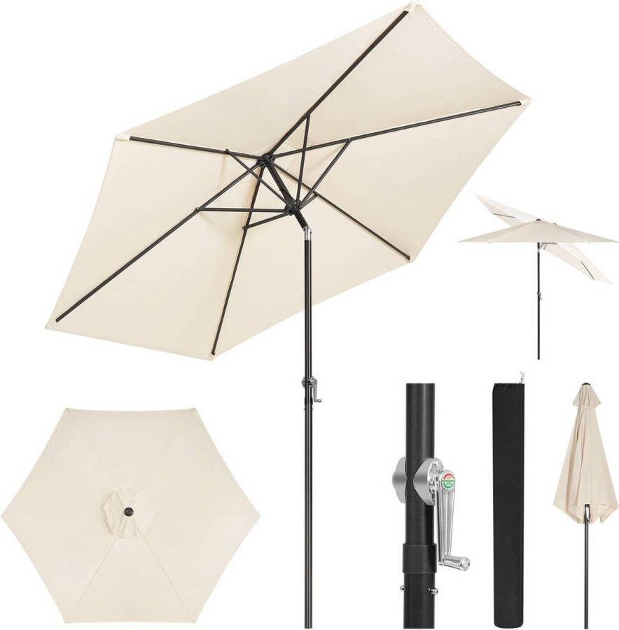 Rootz Living Rootz Premium Outdoor Parasol Zonnescherm UV-bescherming Opvouwbaar Duurzaam Inclusief draagtas Ø 270 x 236 cm