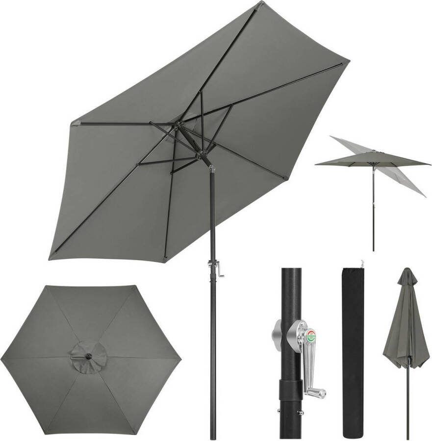 Rootz Living Rootz Premium Outdoor Parasol Zonnescherm UV Bescherming Verstelbaar Draagbaar Ø 270 x 236 cm