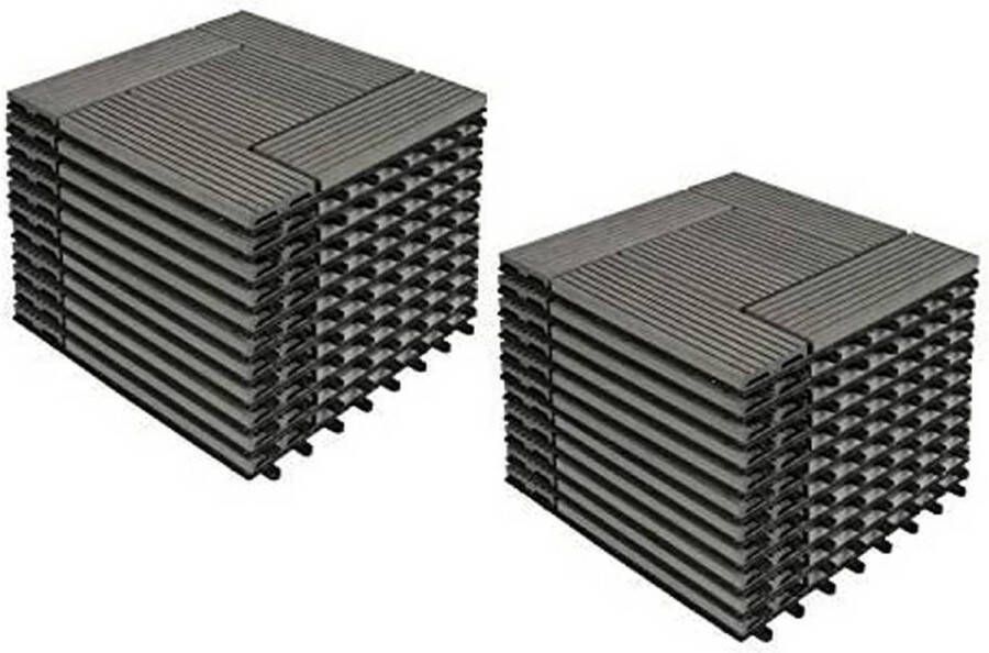 Rootz Living Rootz Premium WPC-terrastegels In elkaar grijpende vloeren Duurzaam en UV-bestendig Eenvoudige installatie Veelzijdig gebruik 30 cm x 30 cm x 1 8 cm