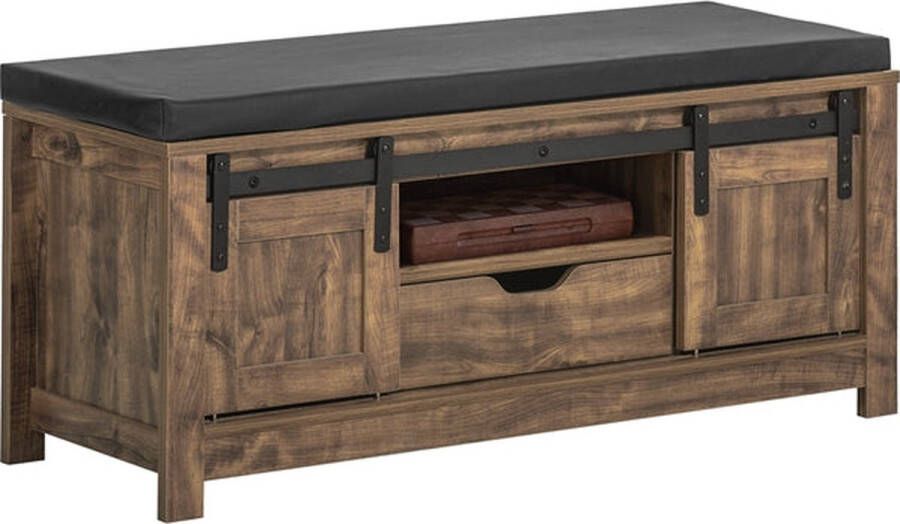 Rootz Living Rootz Schoenenopbergbank Halorganisator Schoenenkast Verstelbare planken Comfortabel kussen Veelzijdig gebruik 101 cm x 46 cm x 45 cm