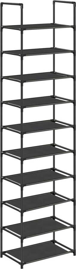 Rootz Living Rootz Schoenenrek met 10 niveaus Schoenenorganizer Schoenenopslag Metalen buizen Planken van niet-geweven stof Ruimtebesparend Eenvoudige montage Veelzijdig 45 cm x 28 cm x 173 cm