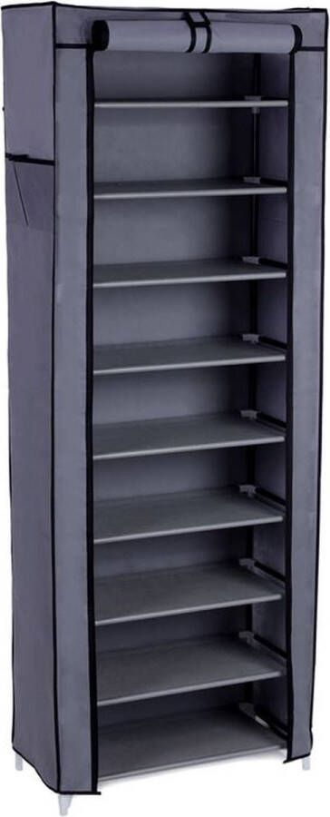 Rootz Living Rootz Schoenenrek voor 27 paar schoenen Schoenenopbergrek Ingangsschoenenrek Schoenenorganizer Schoenenkast Fleecestof Grijs 58 x 160 x 28 cm (B x H x D)