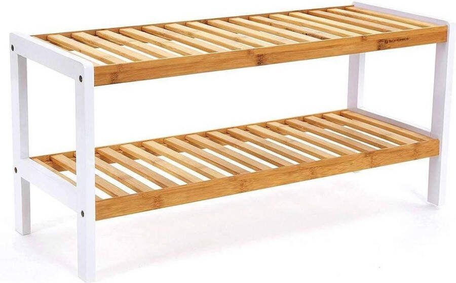 Rootz Living Rootz schoenenrek voor 8 paar schoenen bamboe schoenenkast multifunctioneel badkamerrek