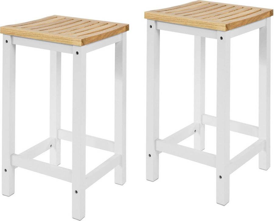 Rootz Living Rootz Set van 2 houten krukken keukenstoelen tegenkrukken ergonomisch ontwerp duurzame grenenhouten poten eenvoudig onderhoud 35 cm x 61 cm x 35 cm