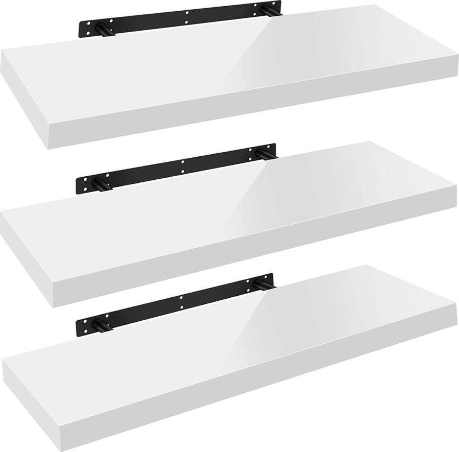 Rootz Living Rootz Set van 3 wandplanken displayplanken opbergrekken vochtbestendig MDF eenvoudige installatie hoog draagvermogen 25 cm tot 120 cm x 22 9 cm x 3 8 cm