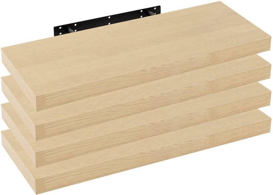 Rootz Living Rootz Set van 4 wandplanken Displayplanken Opbergrekken Vochtbestendig Duurzaam Eenvoudige installatie Meerdere maten 22 9 cm diepte x 3 8 cm hoogte