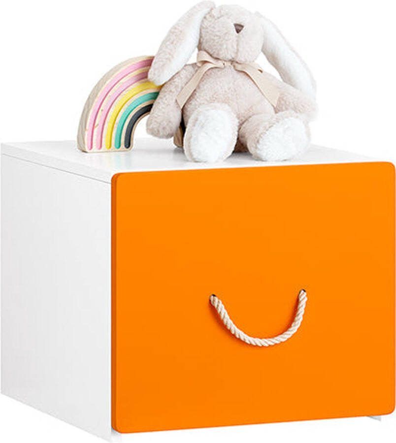 Rootz Living Rootz Speelgoedkist met Wielen Speelgoedkist met Deksel Opbergdoos voor Kinderen Verplaatsbaar en Stevig Oranje Wit 40cm x 35cm x 40cm