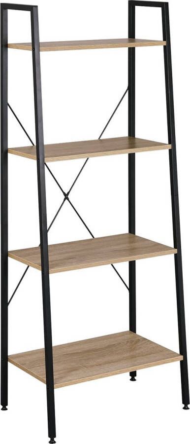 Rootz Living Rootz Stand Shelf Organizer Boekenkast Opbergrek Display Unit Rekkensysteem Zwart en licht eiken 60x35x148 cm