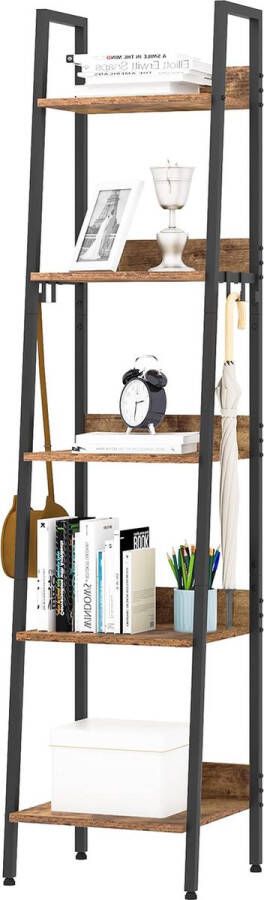 Rootz Living Rootz Stijlvolle Industriële Stellingkast Boekenkast Opbergrek Displaystandaard Organizer Plank Zwart 40x170x36 cm