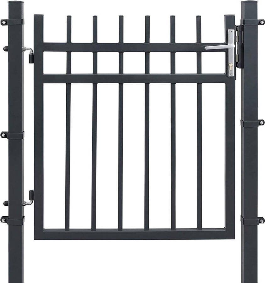 Rootz Living Rootz Tuinpoort met scharnierende deur Decoratieve ijzeren poort Buiteningang Gepoedercoat gegalvaniseerd ijzer Weerbestendig 106 cm x 150 cm x 21 1 kg