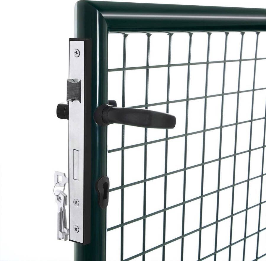 Rootz Living Rootz Tuinpoort Metalen Tuinpoort Stijlen Tuinpoort op maat Tuinpoort met slot Groen 106 x 6 x 150 cm