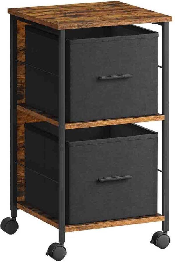 Rootz Living Rootz Vintage bruin-zwart archiefkast opbergorganisator ladeblok spaanplaatconstructie stalen frame lades van niet-geweven stof 37 5 cm x 38 5 cm x 68 7 cm ladecapaciteit van 10 kg totale capaciteit van 50 kg