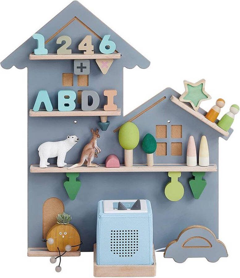 Rootz Living Rootz Wandplank Muziekdoos Wandplank Kinderkamer Wandplank Wandspeelgoedopberger Kleine wandplank voor kinderen Grijs 18 x 55 6 x 59 7 cm