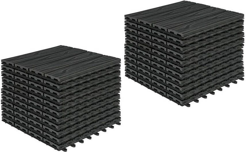 Rootz Living Rootz WPC balkontegels terrastegels met houtlook composiet terrasplanken duurzaam en duurzaam antislip eenvoudige installatie 30 cm x 30 cm per tegel