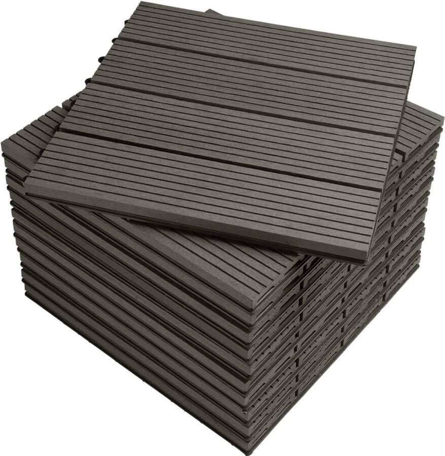 Rootz Living Rootz WPC Click Tiles Terrastegels voor buiten In elkaar grijpende tegels Duurzaam eenvoudig te installeren weerbestendig 30 cm x 30 cm x 1 8 cm