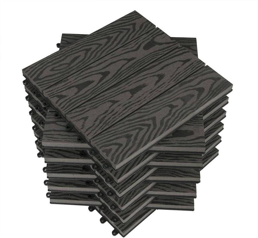 Rootz Living Rootz WPC terrastegels buitenvloeren duurzaam en duurzaam eenvoudige installatie weinig onderhoud 30 cm x 30 cm x 1 8 cm