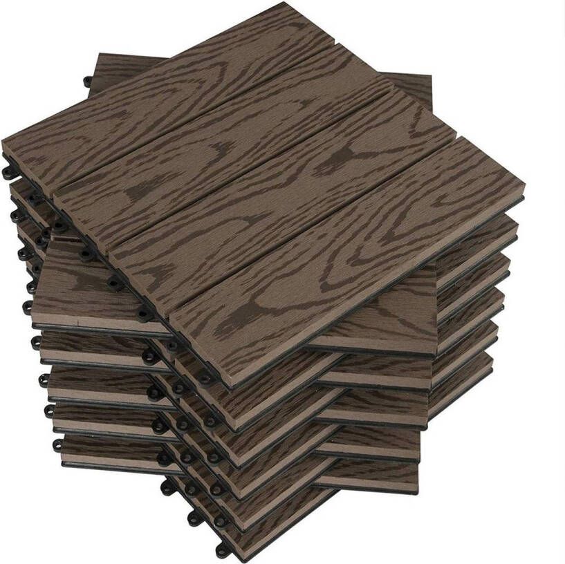 Rootz Living Rootz WPC terrastegels buitenvloeren duurzaam milieuvriendelijk eenvoudige installatie 30 cm x 30 cm x 1 8 cm