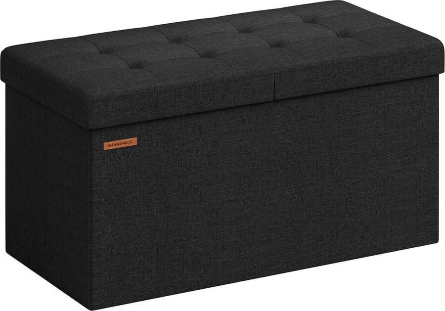 Rootz Living Rootz Zitkist Opbergpoef Gestoffeerde bank MDF-constructie Imitatielinnen Schuimvulling 38 cm x 76 cm x 38 cm