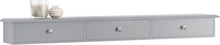 Rootz Living Rootz Zwevende Plank met Laden Wandkast Opbergorganisator Modern Design Ruimtebesparend Geïntegreerde Stoppers Lichtgrijs 93cm x 10cm x 15cm