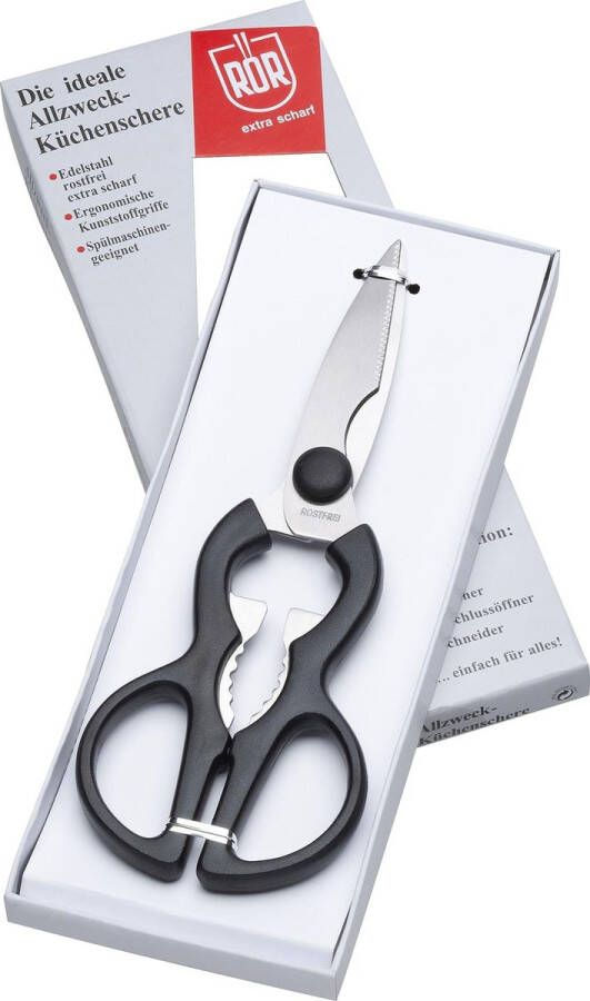 RÖR Solingen RÖR Solingen Multifunctionele Keukenschaar Alleskunner met Flesopener 20 5 cm Zwarte Grip