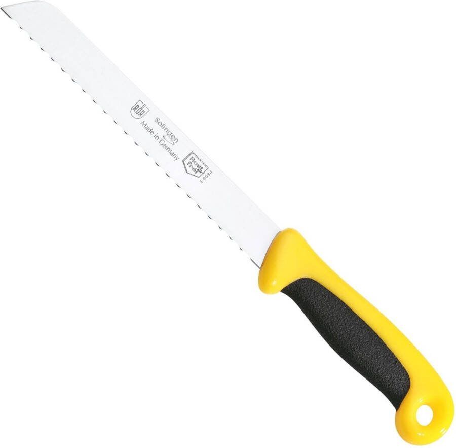 RÖR Solingen Broodmes met Golf Extra Grip RVS Lemmet 20 cm Zwart met Geel
