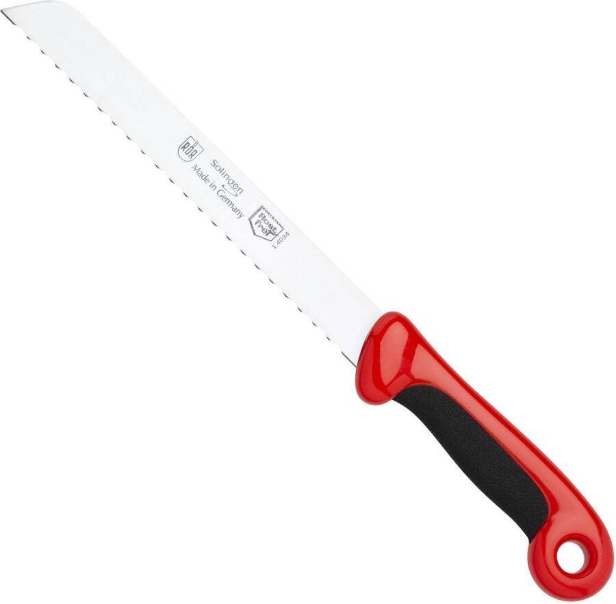 RÖR Solingen Broodmes met Golf Extra Grip RVS Lemmet 20 cm Zwart met Rood