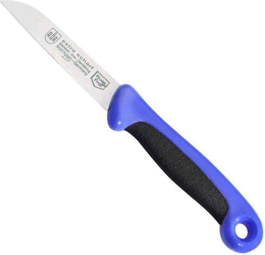 RÖR Solingen Schilmesje Extra Grip RVS Lemmet Recht 17.5 cm Zwart met Blauw
