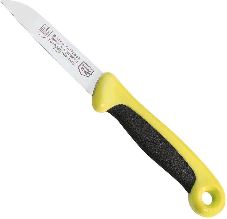 RÖR Solingen RÖR Solingen Schilmesje Extra Grip RVS Lemmet Recht 17.5 cm Zwart met Geel